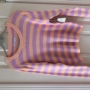 ARIZONA JEAN CO WOMEN'S JUNIOR PLUS SIZE PINK/PURPLE STRIPED SWEATER SIZE XXXL
